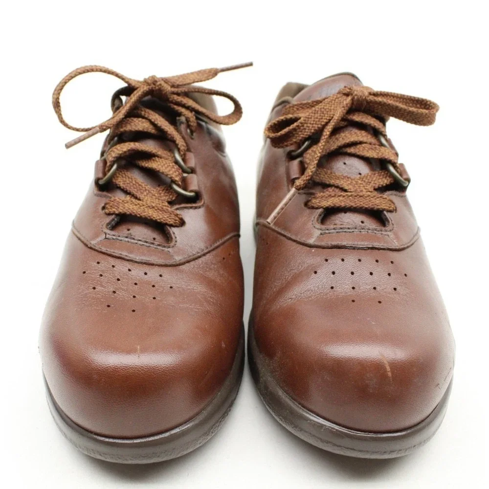SAS Free Time Walking Shoes Sneakers Womens Size‎ 7.5 N Brown Leather NO INSOLES